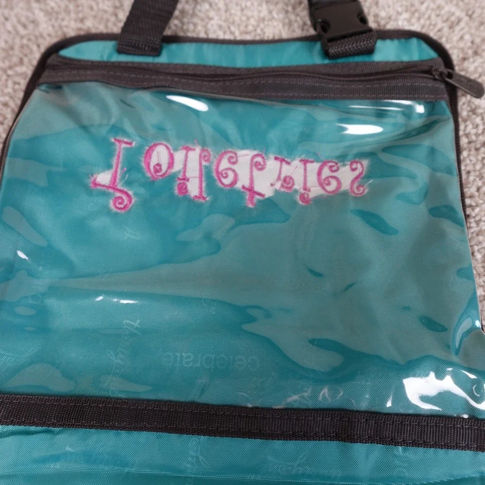 Thirty-One Hanging Toiletry Bag Black Polka Dot Pink Embroidery Travel Organizer